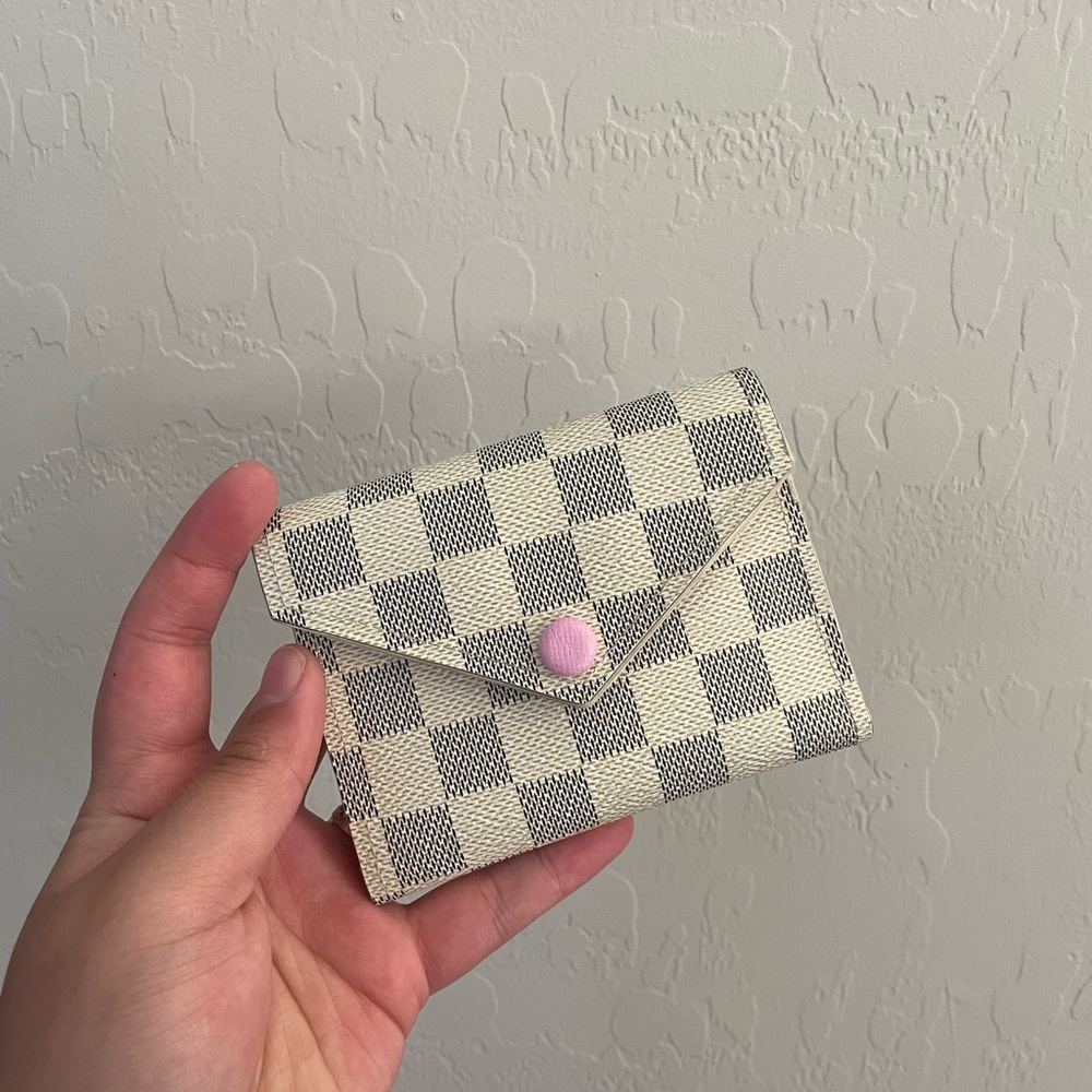 White + Pink Checkered Wallet